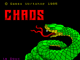 Chaos Loading Screen for the Sinclair Spectrum. Click to play Chaos in Jasper, the Spectrum emulator for Java.